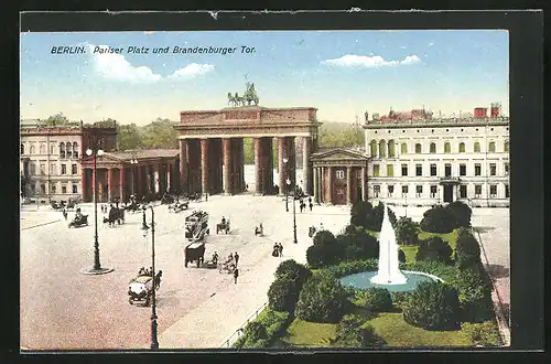 AK Berlin, Pariser Platz und Brandenburger Tor