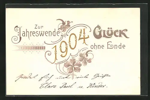 AK Neujahrsgruss, Jahreszahl 1904