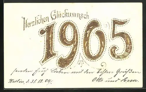 AK Neujahrsgruss, Jahreszahl 1905 in Goldschrift