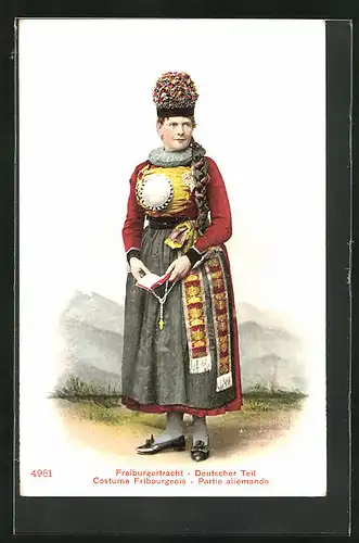 AK Freiburg /Schweiz, Freiburger Tracht, Deutscher Teil