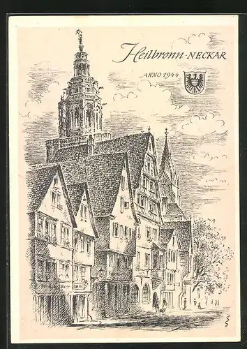 Künstler-AK Heilbronn, Stadtbild nach Ludwig Schäfer-Grohe