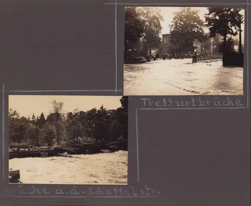 Fotoalbum 63 Fotografien, Ansicht Karl-Marx-Stadt / Chemnitz, Hochwasser 1954, Feuerwache, Stadthaus, Mühlenstrasse 16