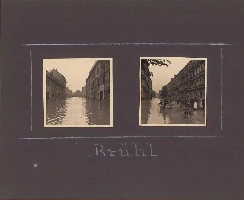 Fotoalbum 63 Fotografien, Ansicht Karl-Marx-Stadt / Chemnitz, Hochwasser 1954, Feuerwache, Stadthaus, Mühlenstrasse 22