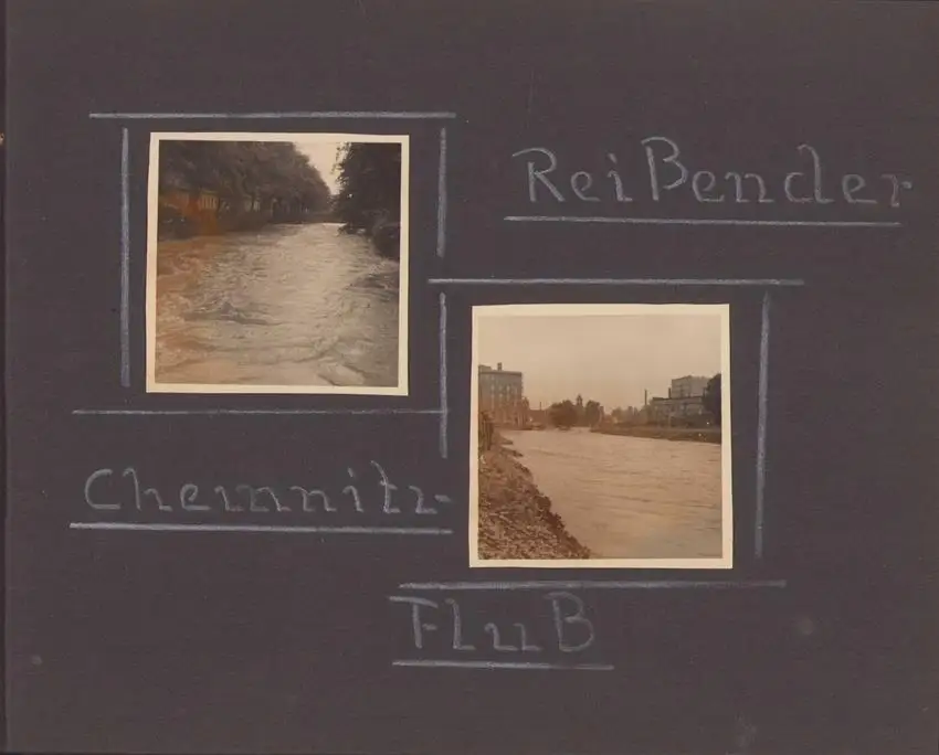 Fotoalbum 63 Fotografien, Ansicht Karl-Marx-Stadt / Chemnitz, Hochwasser 1954, Feuerwache, Stadthaus, Mühlenstrasse 23