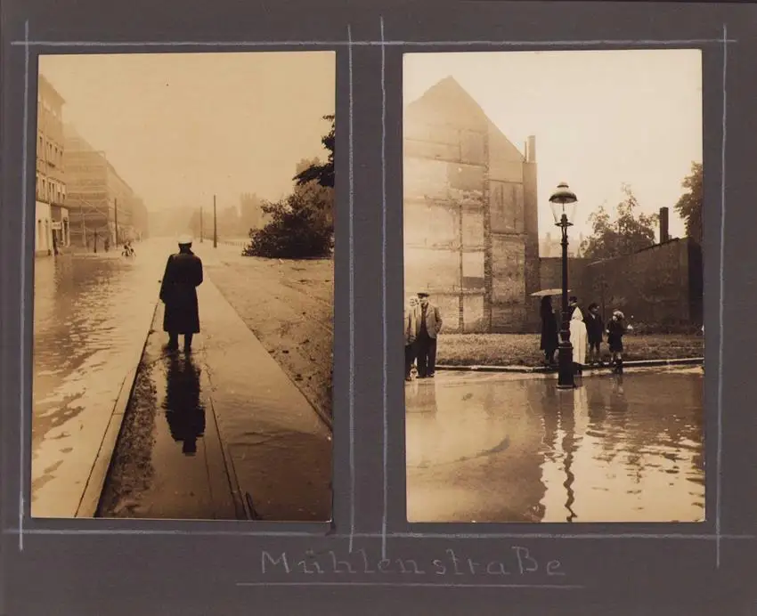 Fotoalbum 63 Fotografien, Ansicht Karl-Marx-Stadt / Chemnitz, Hochwasser 1954, Feuerwache, Stadthaus, Mühlenstrasse 3