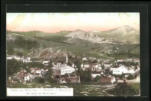 AK Nevesinje, Totalansicht mit Gebirgszug