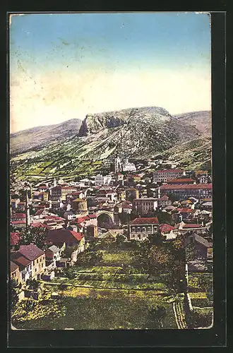 AK Mostar, Teilansicht mit Römerbrücke