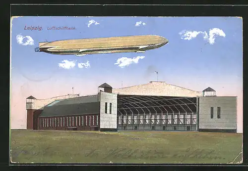 AK Leipzig, Zeppelin über der Luftschiffhalle