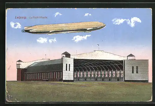 AK Leipzig, Zeppelin über der Luftschiffhalle