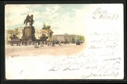 Lithographie Berlin, Nationaldenkmal Wilhelm I.