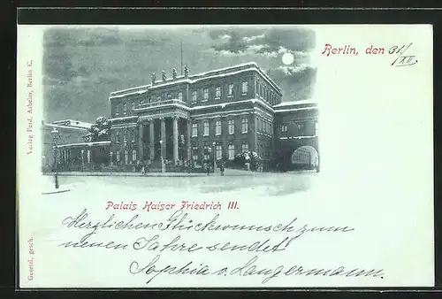 Mondschein-AK Berlin, Palais Kaiser Friedrich III.