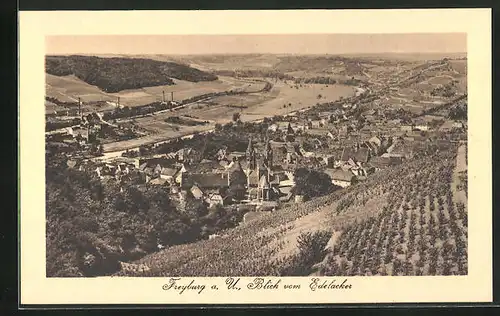 AK Freyburg a. U., Blick vom Edelacker auf die Ortschaft