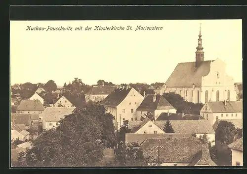 AK Kuckau-Pauschwitz, Ortsansicht mit Klosterkirche St. Marienstein