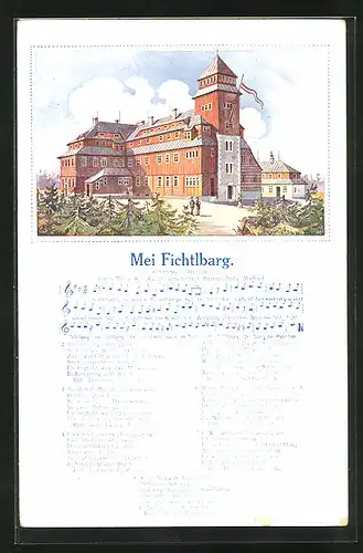Künstler-AK Lied Mei Fichtlbarg, Obererzgeb. Mundart