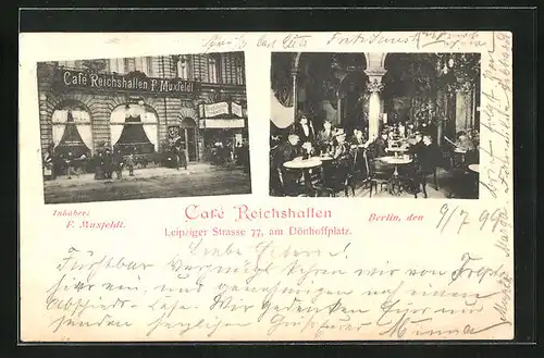 AK Berlin, Cafe Reichshallen, Leipziger Strasse 77 am Dönhoffplatz