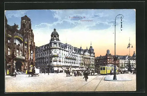 AK Frankfurt, Strassenbahn am Bahnhofsplatz