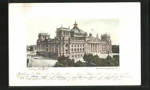 AK Berlin-Tiergarten, Ausblick zum Reichstag