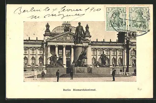 AK Berlin-Tiergarten, Vor dem Bismarckdenkmal