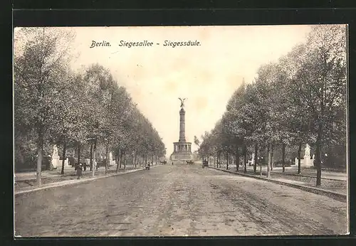 AK Berlin-Tiergarten, Siegesallee mit Blick zur Siegessäule