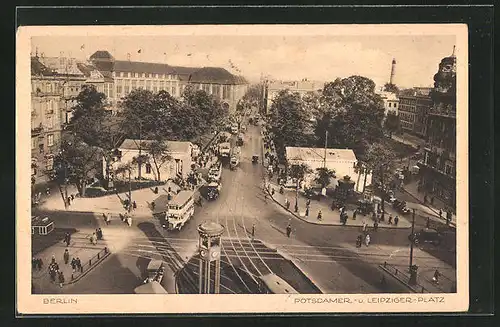 AK Berlin-Tiergarten, Autobusse Potsdamer und Leipziger Platz