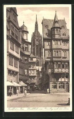 AK Alt-Frankfurt, Durchblick vom Römerberg nach dem Dom