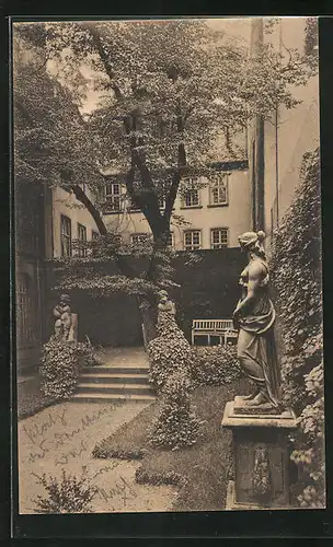 AK Alt-Frankfurt, Das Goethe-Museum, mit Goethehaus und Museumsgarten