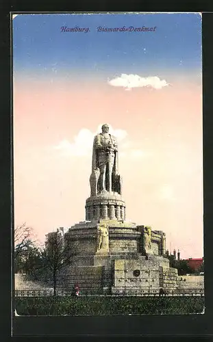 AK Hamburg-St. Pauli, Partie am Bismarck-Denkmal