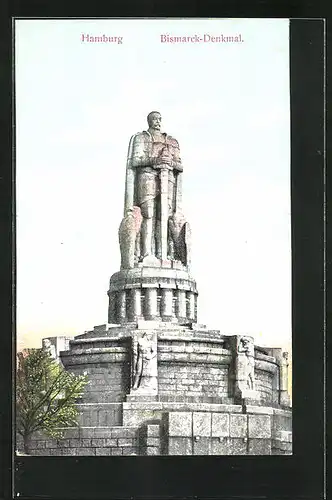 AK Hamburg-St. Pauli, Blick zum Bismarck-Denkmal