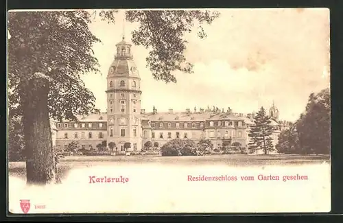 AK Karlsruhe, Residenzschloss vom Garten gesehen