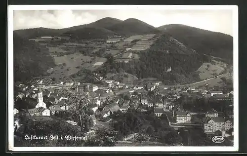 AK Zell / Wiesental, Panoramablick vom Berg