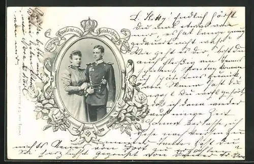 AK Prinzessin Pauline v. Württemberg und Erbprinz Friedrich im Portrait