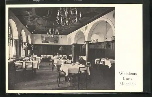 AK München, Weinhaus Kurtz, Blick in das Restaurant, Augustinerstr. 1