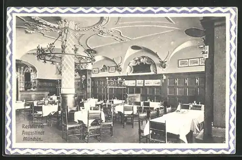 AK München, Restaurant Augustiner, Innenansicht