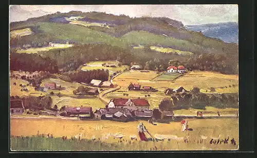 Künstler-AK Staré Hamry, Celkový pohled