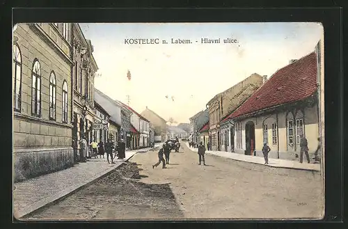 AK Kostelec n. Labem, Hlavni ulice