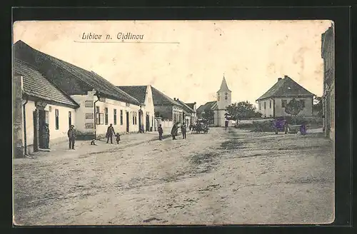 AK Libice n. Cidlinou, Strassenansicht mit Passanten