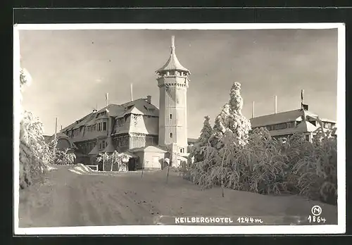 AK Keilberg im Erzgeb., das eingeschneite Hotel auf dem Berg