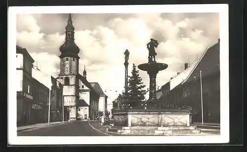 AK Sokolov, Partie am Brunnen neben der Kirche