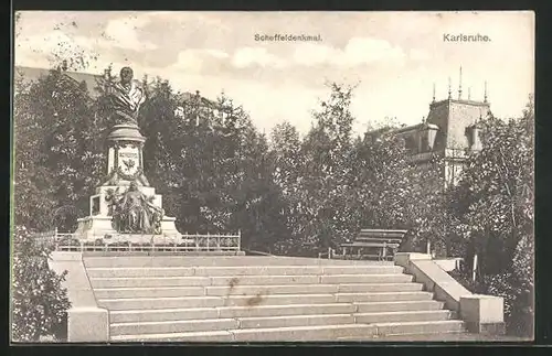 AK Karlsruhe, Partie am Scheffeldenkmal