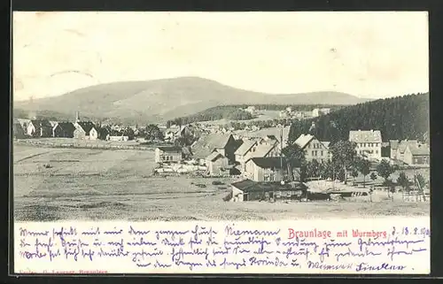 AK Braunlage, Ortstotale mit Feldblick und Wurmberg