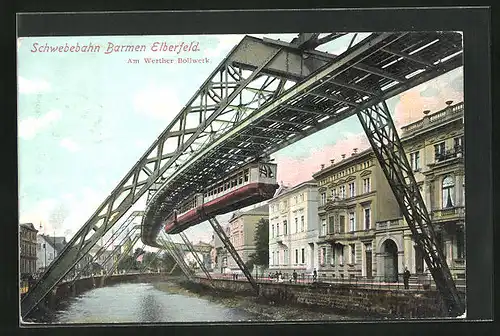 AK Elberfeld, am Erther Bollwerk unter der Schwebebahn