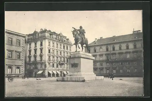 AK München, Reiterdenkmal auf dem Wittelsbacherplatz