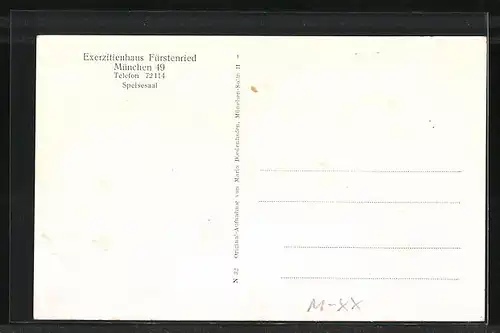 AK München, Exerzitienhaus Fürstenried, im Speisesaal