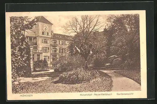AK München-Neuhausen, Kuranstalt Neuwittelsbach, Gartenansicht in der Romanstrasse 11