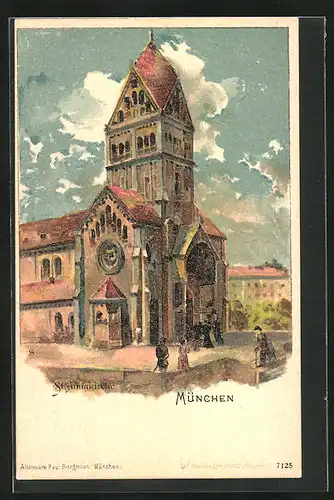 Lithographie München, Partie an der St. Annakirche