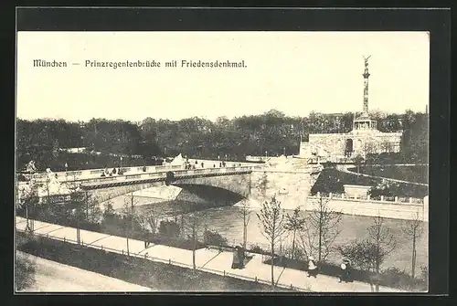 AK München, Partie an der Prinzregentenbrücke