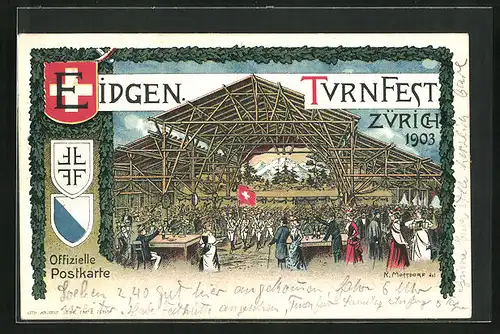 Lithographie Zürich, Eidgenössisches Turnfest, Wappen