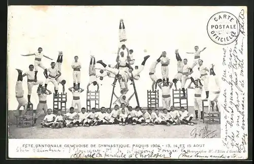 Leporello-AK Turnfest, Fete Cantonale Genevoise de Gymnastique, Paquis 1904
