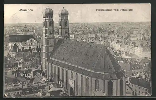 AK München, Frauenkirche vom Petersturm gesehen