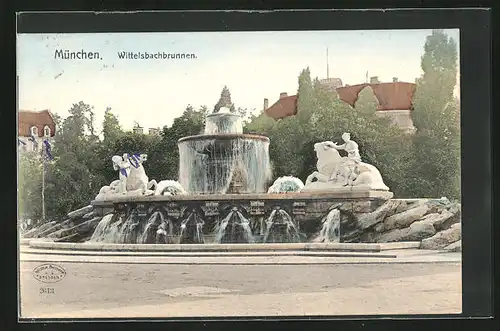 AK München, am Wittelsbacher Brunnen